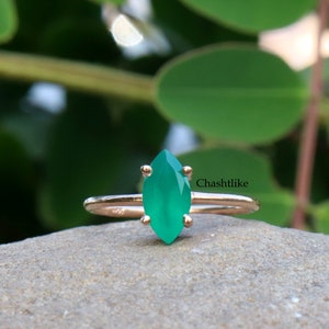 Natural Green Onyx Ring ,Handmade 925 Silver Ring , Onyx Marquise Ring ,Rose Gold Ring Simple Wedding Ring, Anniversary Gift, Ring for women