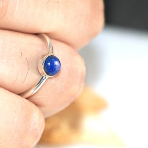 925 Silver Lapis Ring - Natural Lapis Lazuli Ring - Stacking Ring -Handmade Lapis Ring - Gift for her ,Simple Ring - wedding ring Jewelry