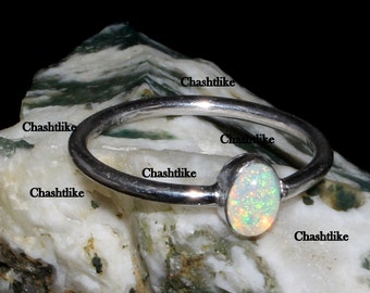 Handmade Ethiopian Opal Ring: Welo Fire, 925 Sterling Silver Birthstone Jewelry Gift For her