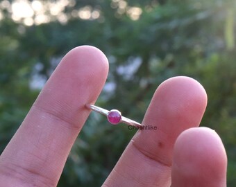 Natural Red Ruby Ring: 925 Silver Solitaire, Handmade