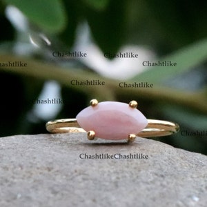 Natural Pink Opal Ring - Faceted Marquise Cut Gemstone - 925 Silver October Birthstone Ring - Gift For Her Opal Jewelry Opal Ring