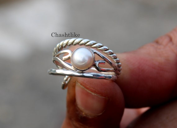 Pearl Ring Pure 925 Silver (Chaandi) - Italian Ring