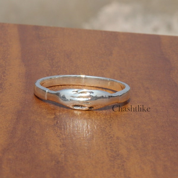 Umarmungsring - Silberner Liebesumarmungs-Handshake-Stapelring, Liebesumarmungsring, Paarring, Liebhaberring, 925er Sterling-Handshake-Ring-Geschenkring