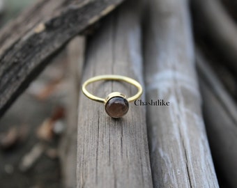 Bague en quartz fumé naturel bague en argent massif