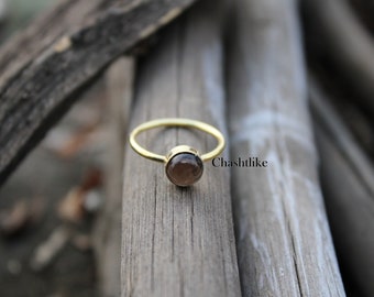 Smokey Quartz Ring, Brown Stone Ring, gold Cocktail Ring, Engagement Ring, Simple Ring ,Solitaire Ring, Gemstone Ring 925 Silver jewelry