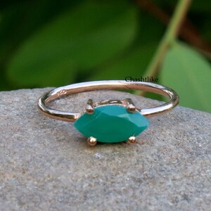 Natural Green Onyx Ring ,Handmade 925 Silver Ring , Onyx Marquise Ring ,Rose Gold Ring Simple Wedding Ring, Anniversary Gift, Ring for women