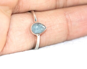 Natural Aquamarine Stone Ring //925 Silver aquamarine Ring //March Birthstone Ring //Wedding Ring //Handmade Jewelry - Gift to her