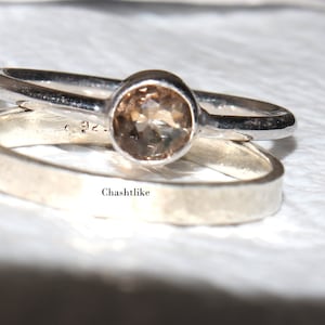 Smoky Quartz 925 Silver Ring: Round Cut Stone Ring Gift Jewelry