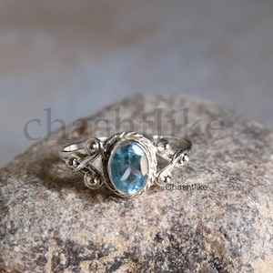 925 Silver Blue Topaz Ring - December Birthstone Jewelry