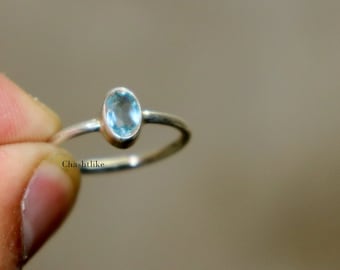 Natural Blue Topaz Ring - 925 Silver Blue topaz Ring - December Birthstone Ring - Gemstone Ring - Handmade Jewelry - Topaz Ring Gift to her