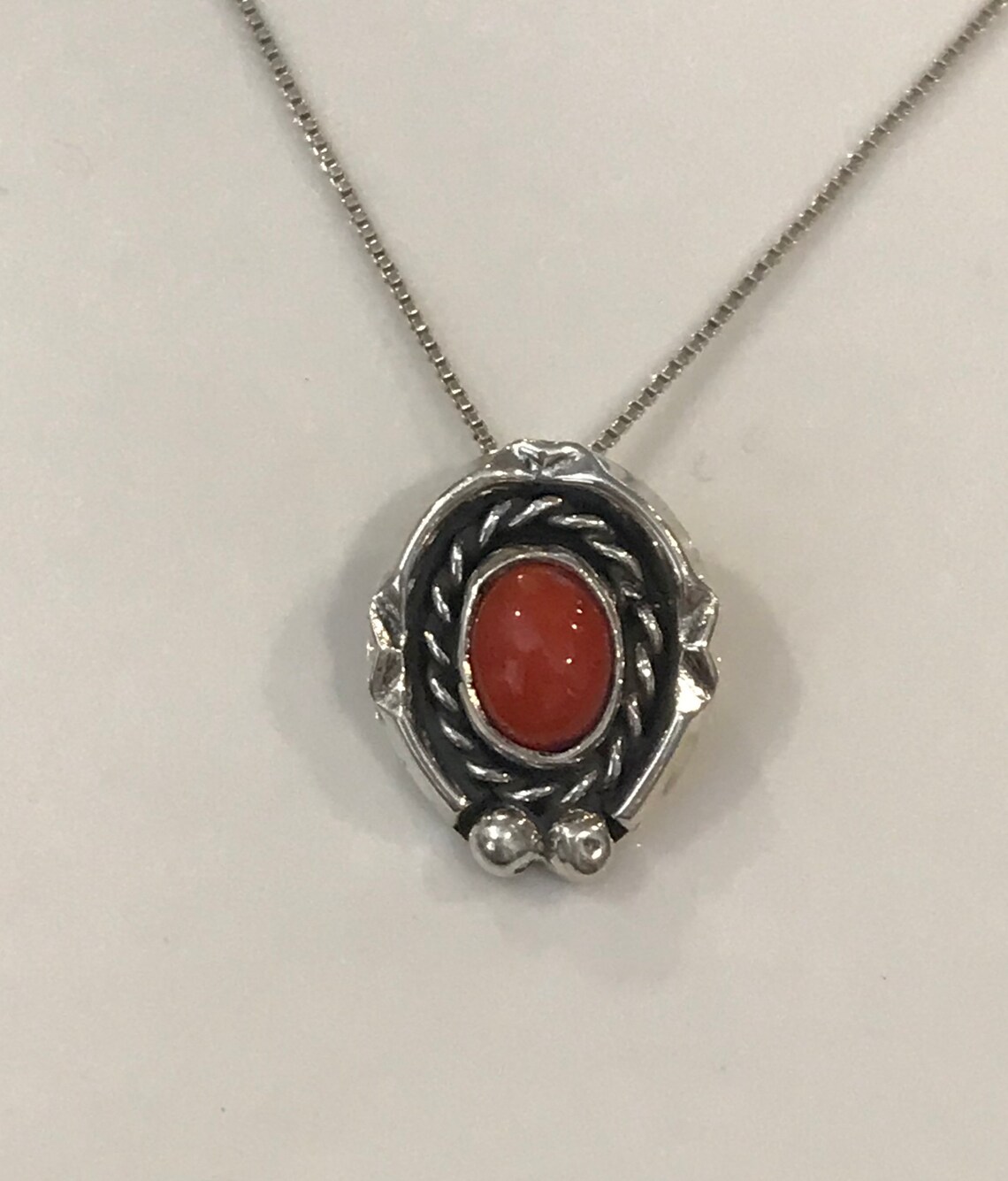 Red coral sterling silver pendant Navajo redesigned from a | Etsy