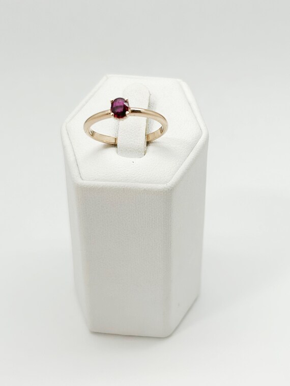 14K Rose Gold and Ruby Solitaire Ring - Minimalis… - image 3