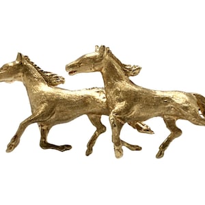 Vintage 14K Gold Horse Brooch: Solid Yellow Gold Animal Pin