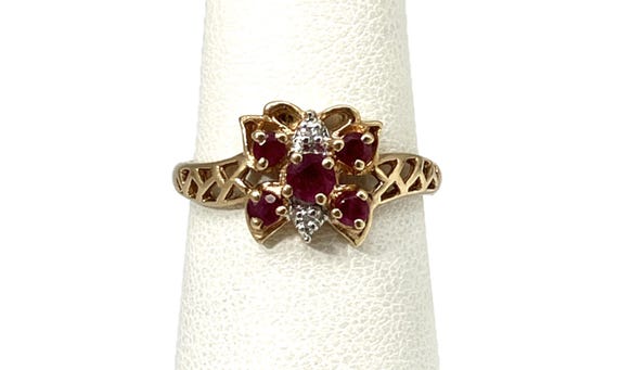 Vintage Ruby Butterfly Ring: 10K Yellow Gold, Jul… - image 7