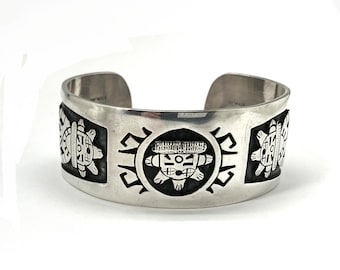 Manuel Hoyungwa ~ Vintage Hopi Sterling Silver Kokopelli Overlay