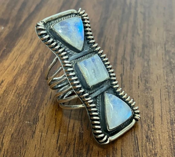Rain Moonstone Sterling Silver Ring - image 11