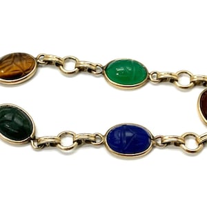 Vintage Scarab Bracelet Gold Filled Multi-Stone