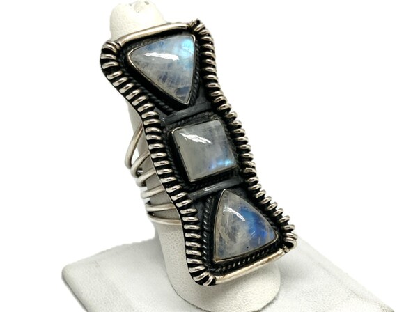 Rain Moonstone Sterling Silver Ring - image 5
