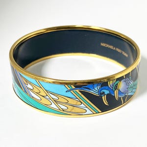 Michaela Frey Enamel Bangle: 24K Gold Plated Art Nouveau Bird Bracelet bild 4