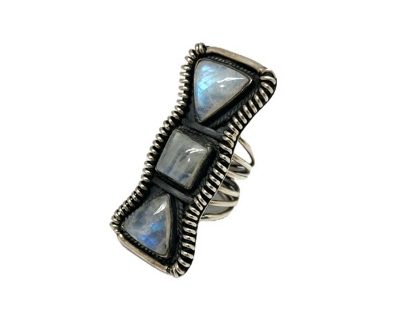 Rain Moonstone Sterling Silver Ring - image 1