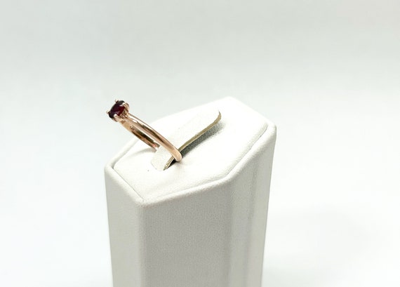 14K Rose Gold and Ruby Solitaire Ring - Minimalis… - image 7