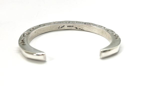 Signed J Smith Cuff Bracelet Sterling Silver - So… - image 2
