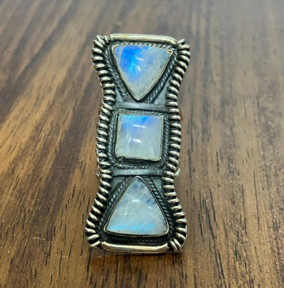 Rain Moonstone Sterling Silver Ring - image 12