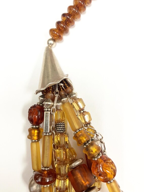 Chunky Multi Strand Beaded Necklace: Sterling Sil… - image 2