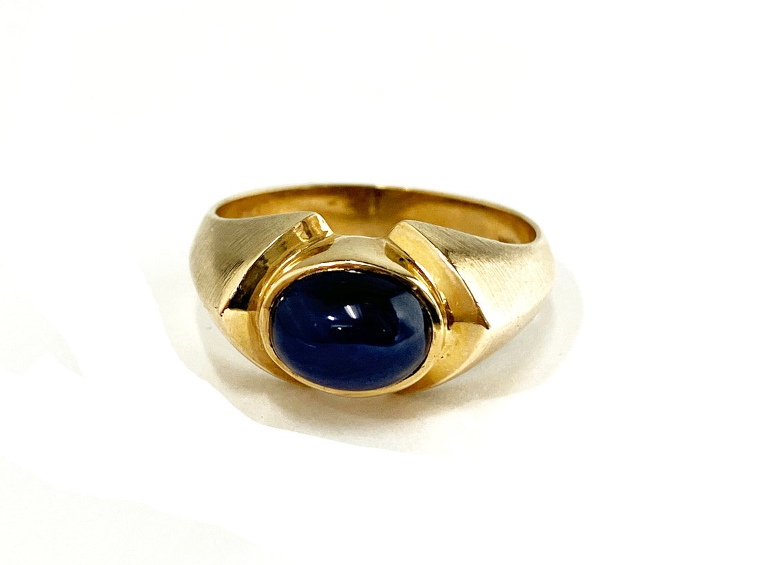 10K Yellow Gold and Blue Star Sapphire Men's Ring Gent's Ring Men's ...