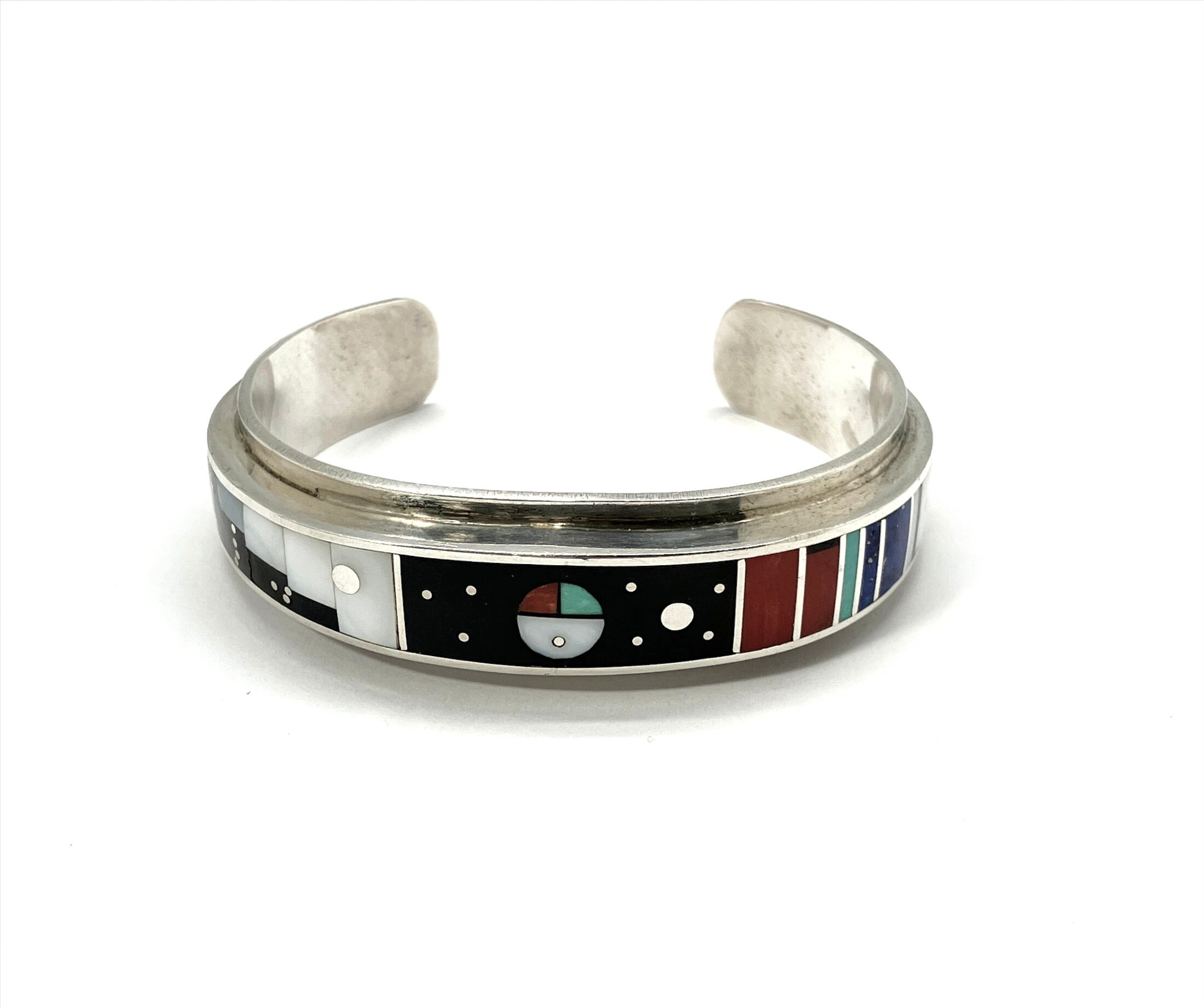 7 Inch Wrist Gil Smith Native American Navajo Monument Valley Inlay Sterling Silver Bracelet 7 Inch Wrist Gil Smith Native American Navajo Monument Valley Inlay Sterling Silver Bracelet