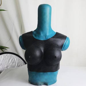 Black Color, Handmade Low Collar Silicone Breast Forms for Cosplay Anime, Crossdresser Play, Silicone Prosthetics