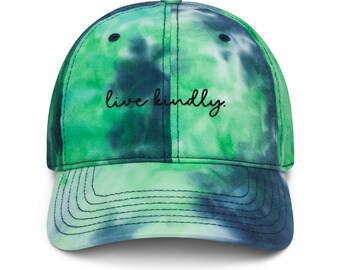Live Kindly Tie Dye Hat | Tie Dye Baseball Hat | Kindness Apparel | Positive Vibes