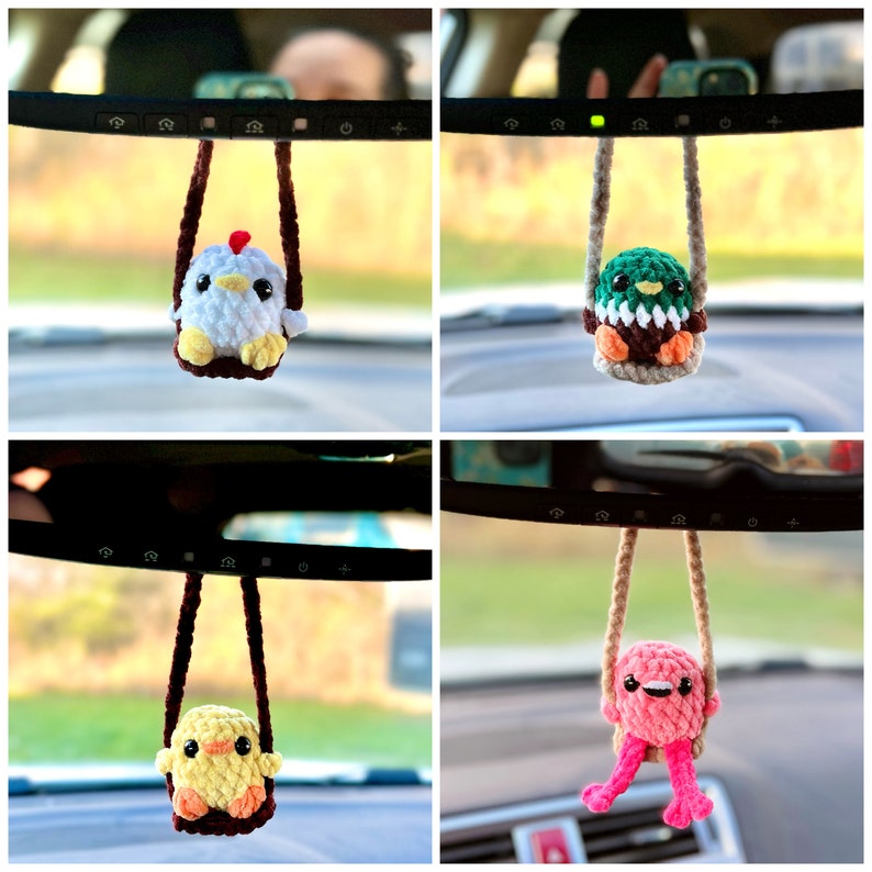 Birds on a Swing Car Pets, Car Decor, Mirror Charm, Rear View Mirror ...