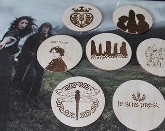 Outlander Fan Gift Outlander Corkwood Coaster Set Je Suis Prest Drink Coaster