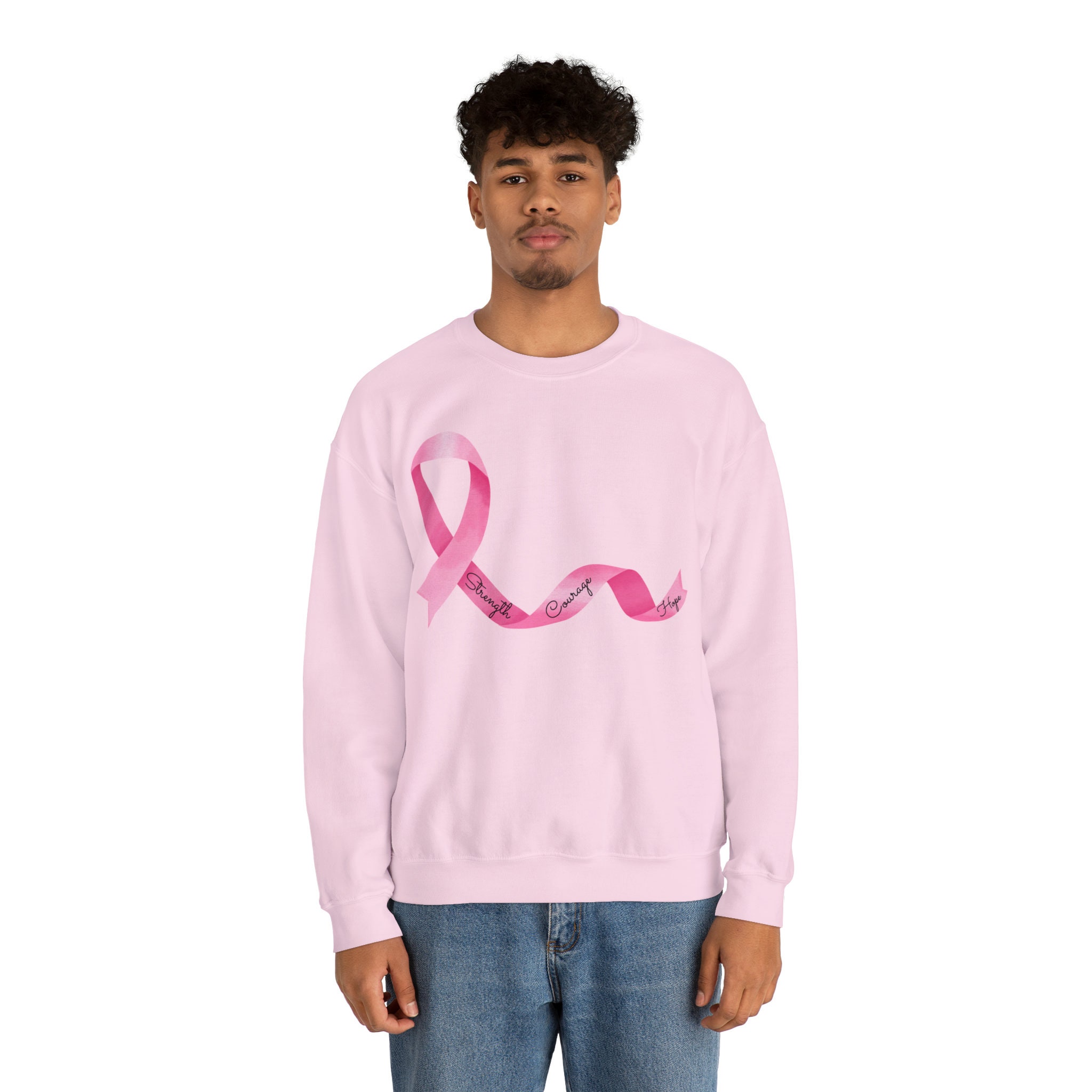 Felpa Girocollo Donna Brisco Apparel - 'Courage Faith Hope' - Consapevolezza Cancro Al Seno
