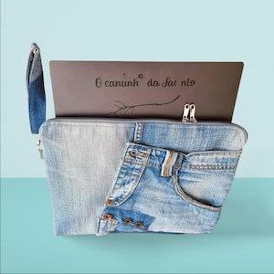 Housse ordinateur portables 13 14  pouces, en Jeans Upcyclé