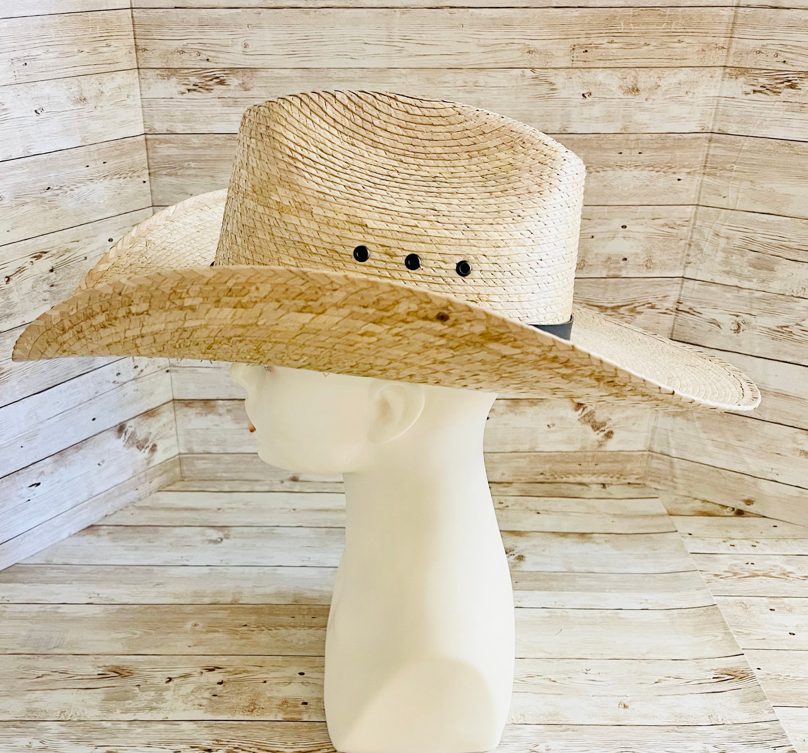 Mexart Cowboy Hat Mexican Palm Natural Straw Wide Brim  Sombrero Baquero  de Palma Natural at  Men's Clothing store