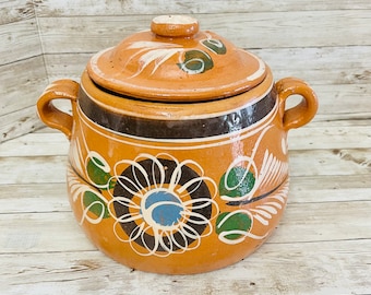 Terra Cota Clay Pot for Beans Soups Olla Tonala de Barro para Caldos Frijoles Sopas