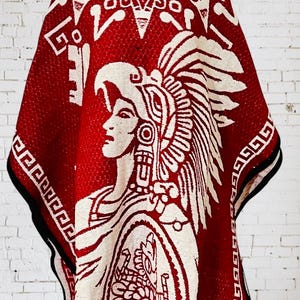 Poncho Azteca Con Guerrero Y Escudo Nacional Double Sided Aztec Calend Poncho 3 Poncho Azteca Con Guerrero Y Escudo Nacional Double Sided Aztec Calend Poncho 3