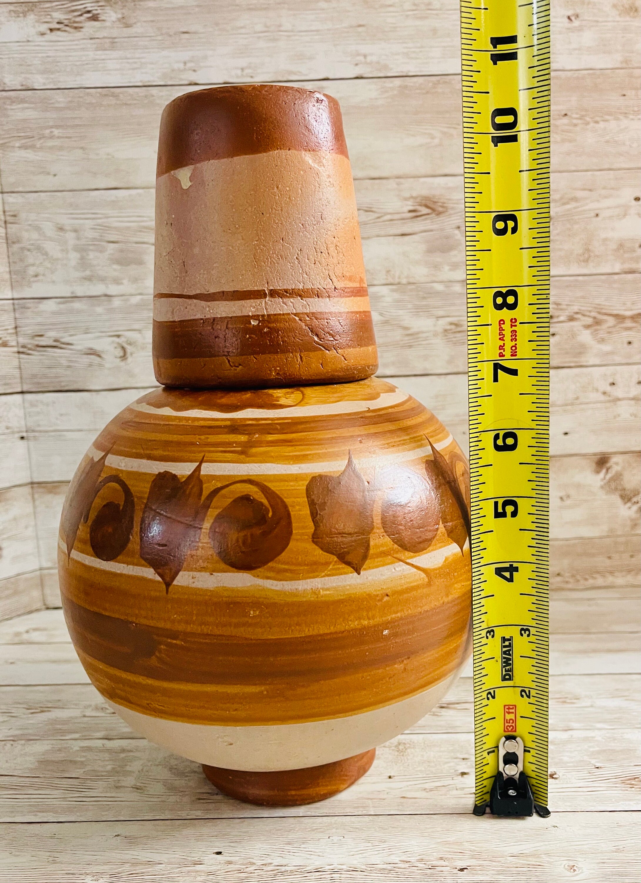 Mexican Clay Waterjug & Cup Botellón Garrafón De Barro