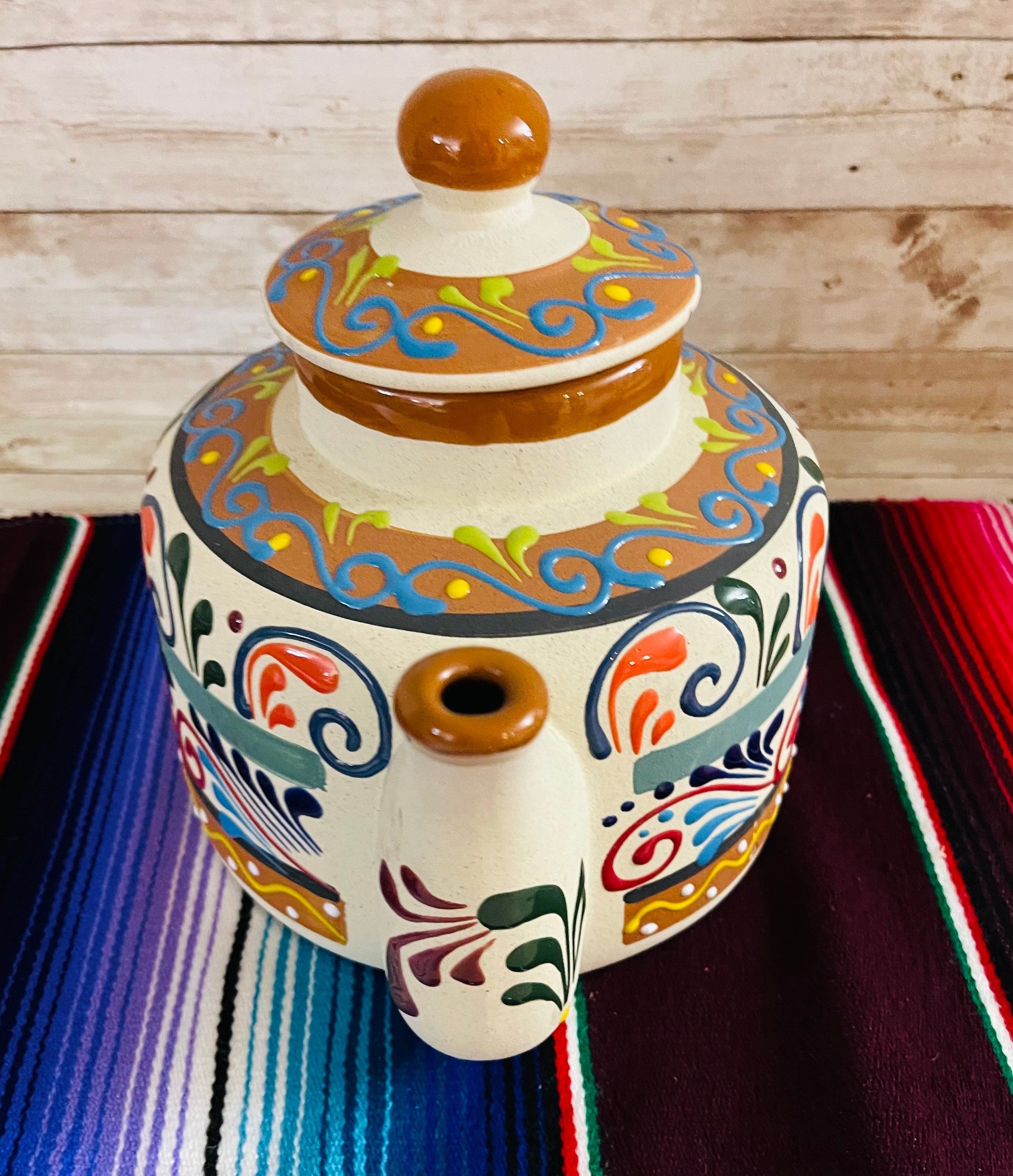 Cafetera Lechera De Barro Mexicana Engove con 2 tazas Mexican Coffee Pot 2  Cups