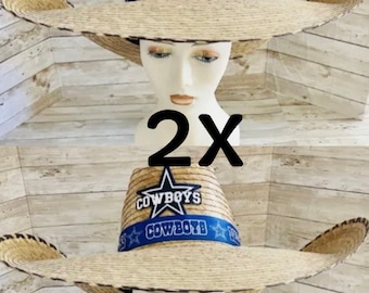 2x Cowboys Unisex Straw Hat Sombreo Vaquero Dalla Cowboys de Palma