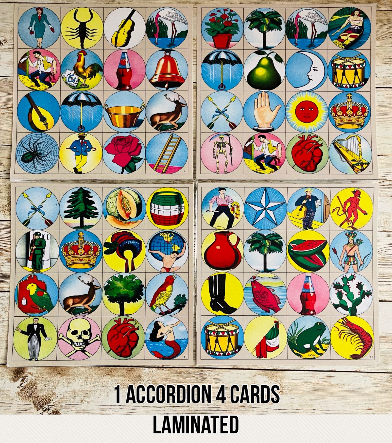 MEXICAN LOTERIA You Get 4 Accordion Style Mini Cards 3 X 3 In Total Of 16  Cards