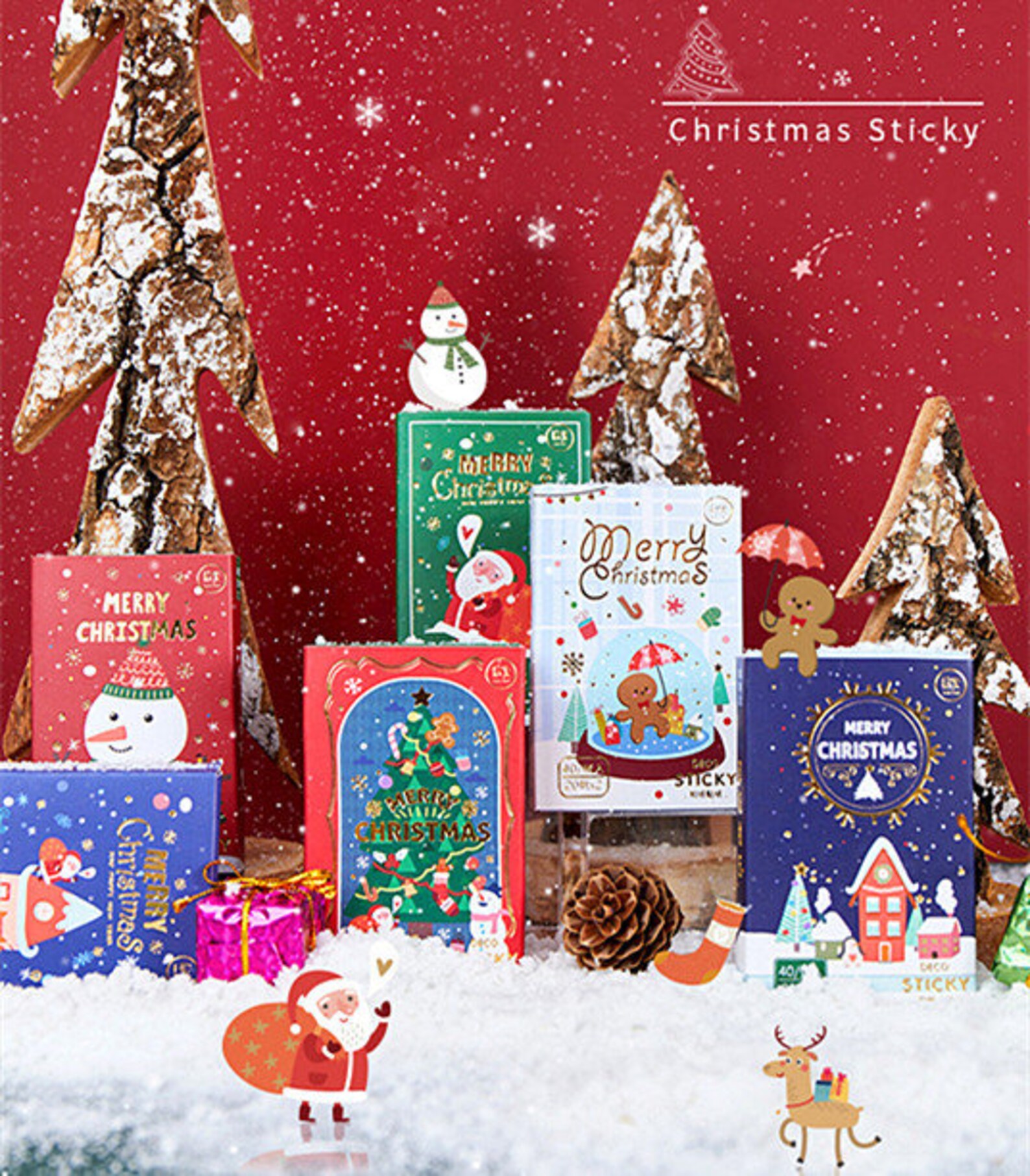 Christmas Box Stickers Washi Sticker Set Coated Paper | Etsy