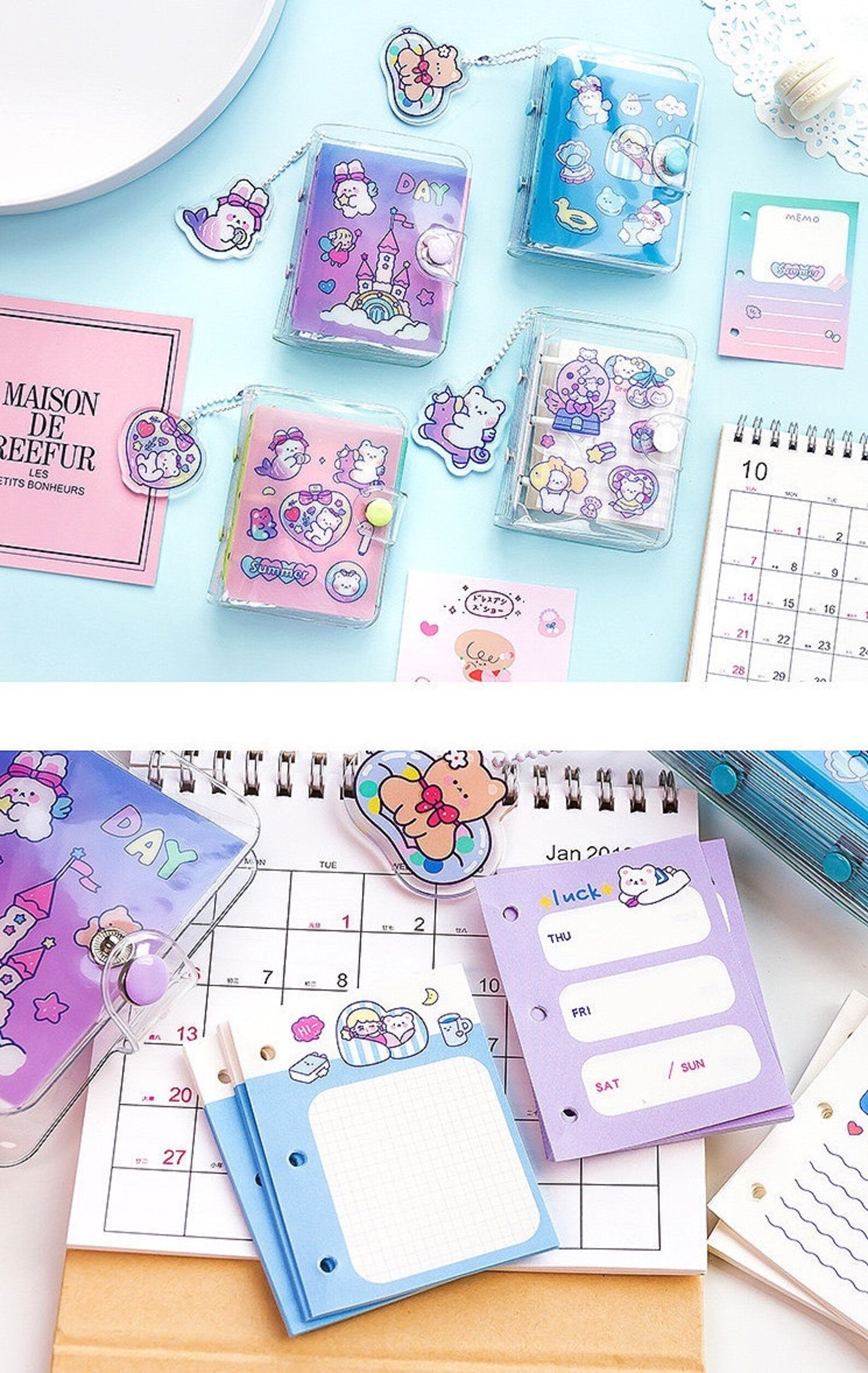 Cute Mini Looseleaf Journal Kawaii Pocket Journal Check Etsy