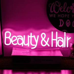 Beauty Hair Enseigne néon, bureau personnalisé salon de manucure boutique restaurant clinique studio enseigne au néon, logo décoration murale, enseigne LED personnalisée, nom de salon de coiffure