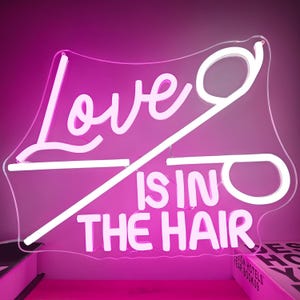 Love is in the hair Neon Sign,Custom Neon Sign,Beauty Salons Sign,Hair Salon Neon Sign,Salon Hair Sign,Custom Neon Sign,Spa Nail Studio Sign