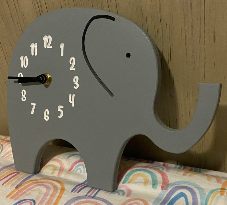 Wooden Elephant Clock Nursery Clock Safari Theme Nursery Etsy