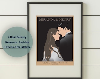 Personalized Wedding Art Poster | Custom Couple Portrait (Digital Download)