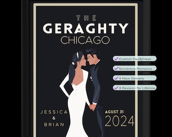 Personalized Wedding Art Poster | Custom Couple Portrait (Digital Download)